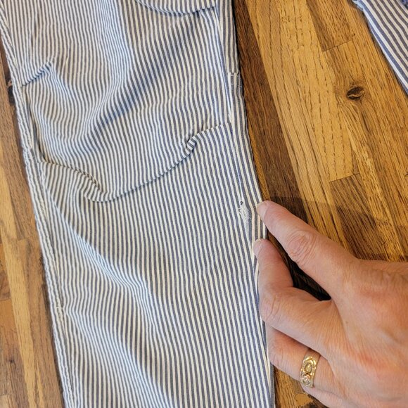 Shinestar Blue/White Stripe Seersucker Elastic Waist Drawstring Summer Slacks/Pa - Picture 3 of 11